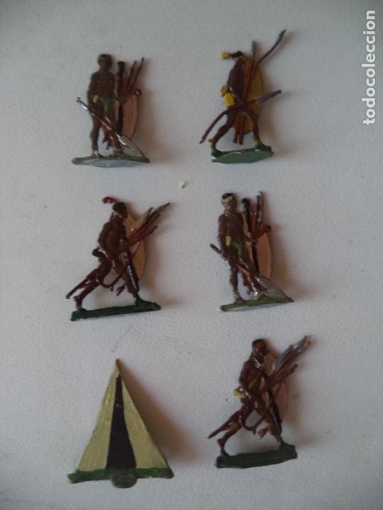 Jogos Antigos: SOLDADITOS PLANOS MUY ANTIGUOS ALTURA 3 CM SEIS GUERREROS AFRICANOS