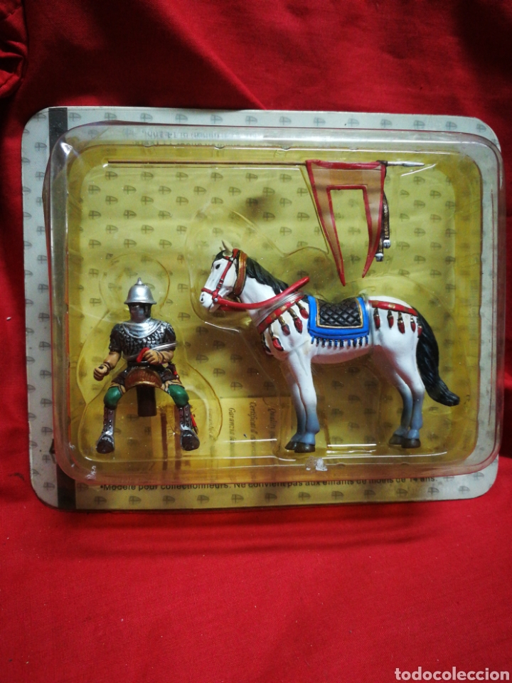 Jogos Antigos: FIGURA SOLDADITO PLOMO- CABALLERO MEDIEVAL CON CABALLO Y BANDERA (FRONTLINE FIGURES). PRECINTADA!!!.