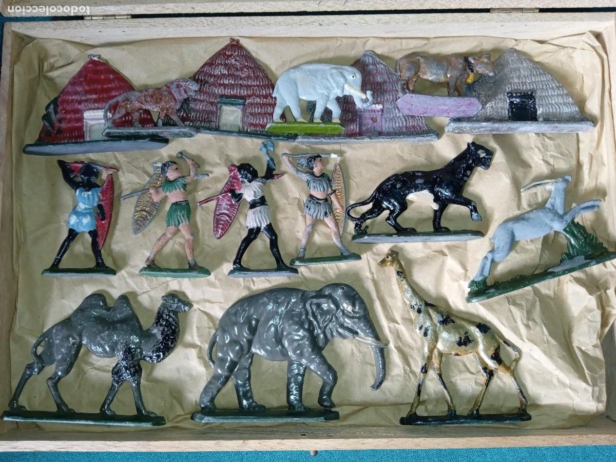 Juguetes antiguos: Figuras PLOMO, Animales: Cacer&iacute;a de Fieras.