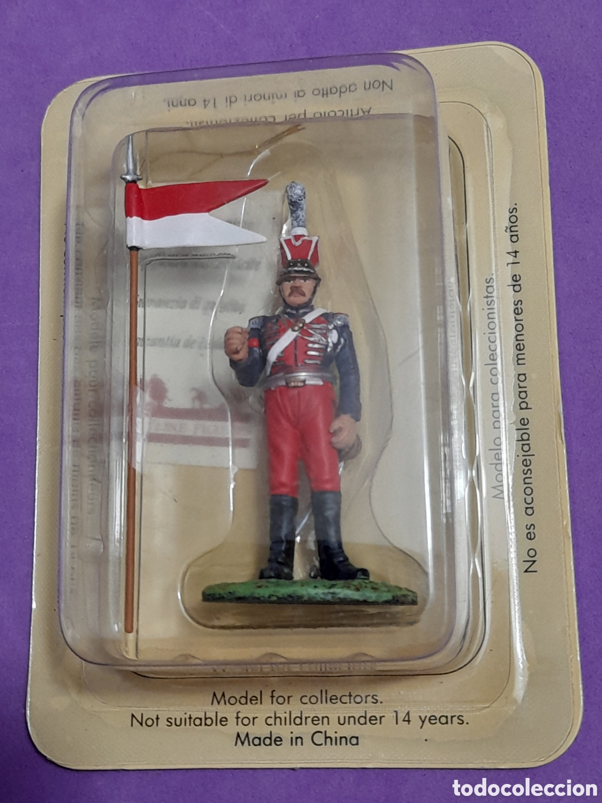 Juguetes Antiguos: Figura de soldadito de plomo, lancero de la guardia Real, 1830