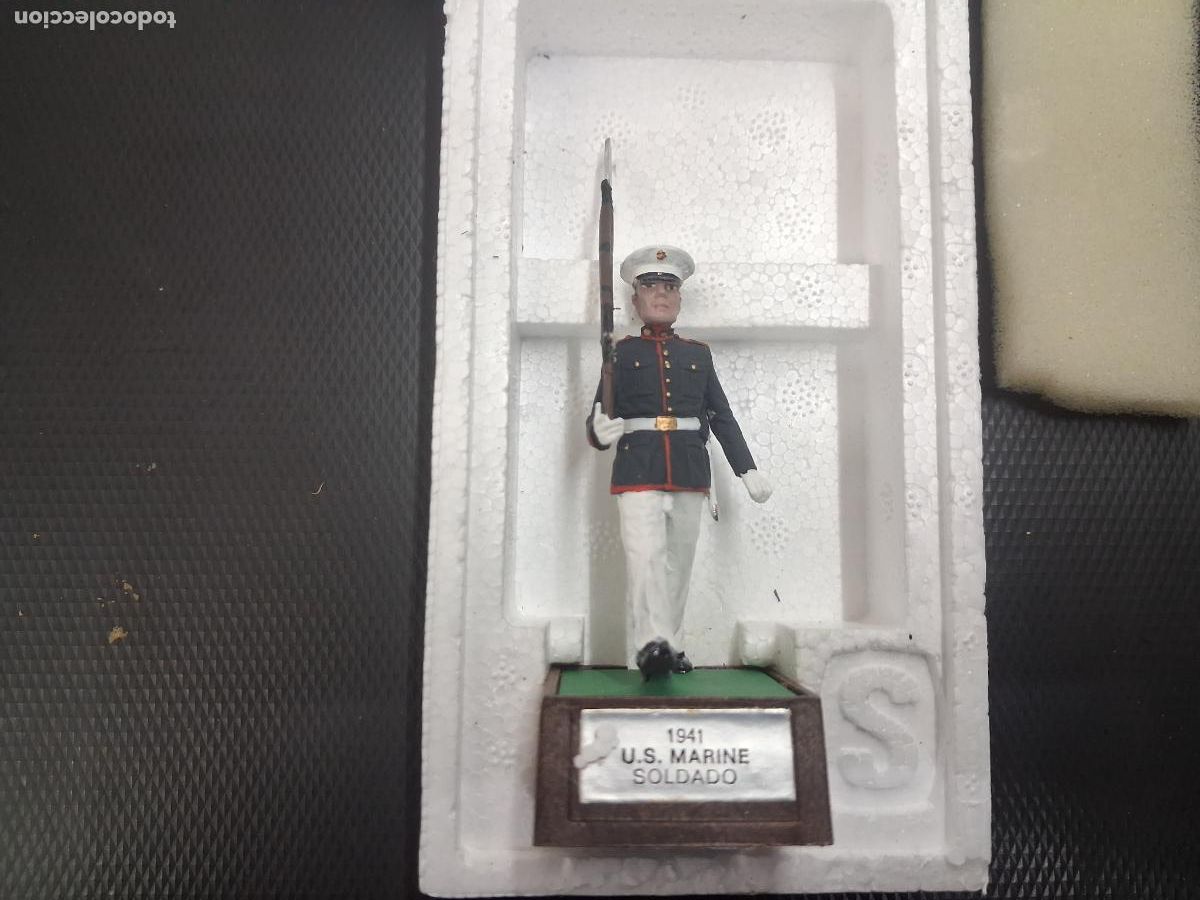 Juguetes Antiguos: SOLDAT SOLDADITO PLOMO U.S MARINE SOLDADO 1941 NUEVO EN CAJA CORCHO ORIGINAL