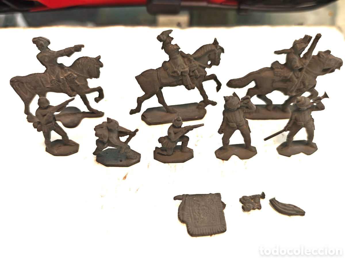 Juguetes Antiguos: Lote de 8 Miniaturas Militares Antiguas - Infanter&iacute;a y Caballer&iacute;a del Siglo XVIII