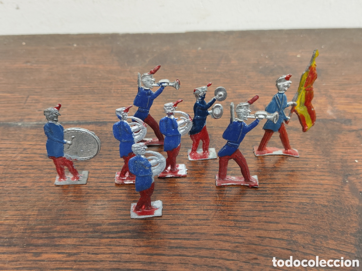 Jeux Anciens: CONJUNTO DE 8 SOLDADOS DE PLOMO ANTIGUOS - BANDA DE M&Uacute;SICA
