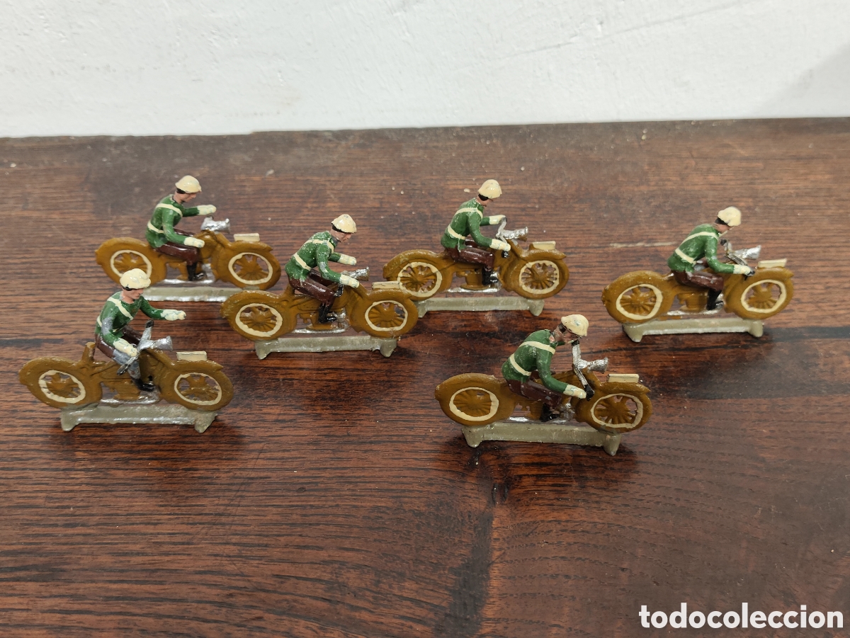 Jeux Anciens: CONJUNTO DE 6 SOLDADOS DE PLOMO ANTIGUOS - SOLDADOS EN MOTO