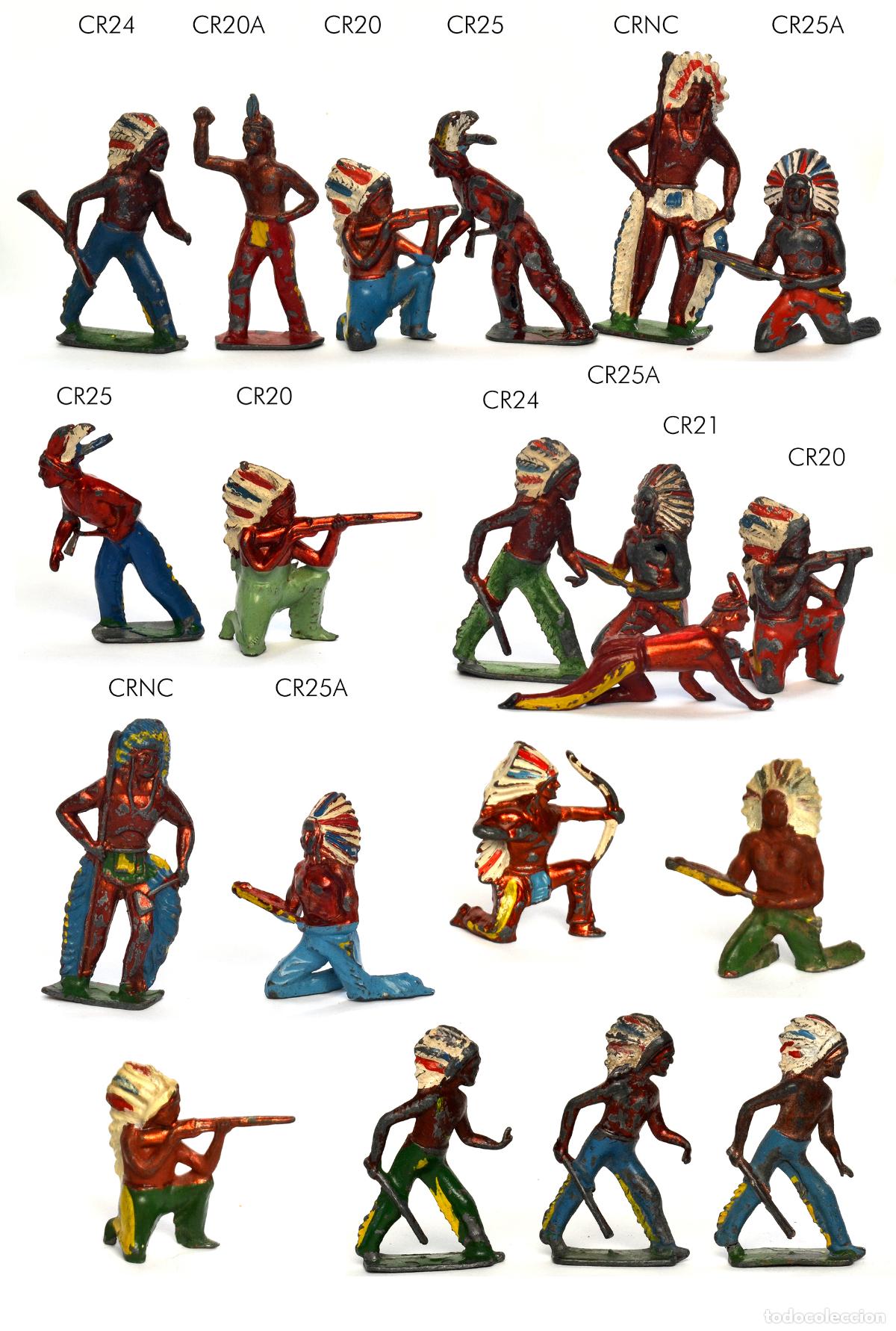 Juguetes Antiguos: LOTE DE 20 INDIOS MARCA CRESCENT - 1950,S - HOLLOWCAST - 54 mm - MADE IN ENGLAND - TIPO BRITAINS BR