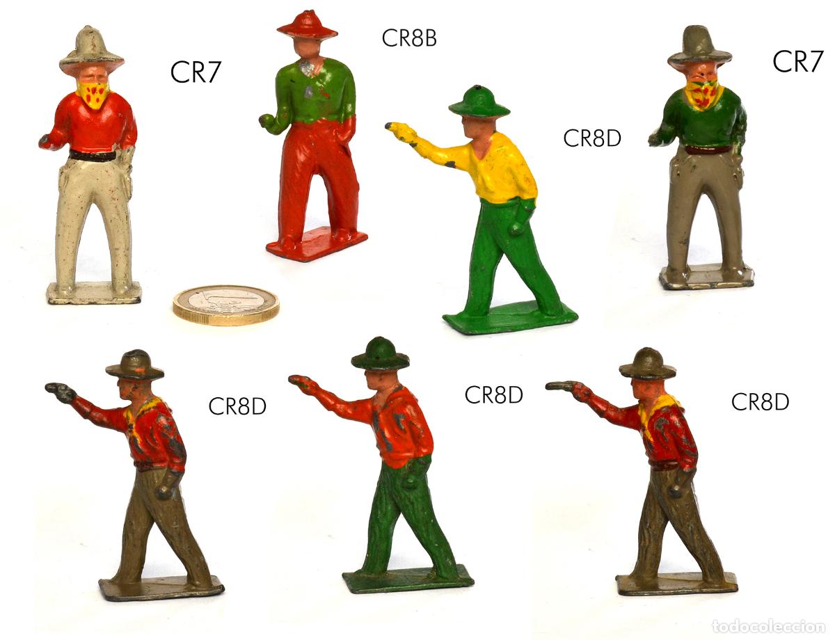 Juguetes Antiguos: LOTE DE 7 COWBOYS MARCA CRESCENT - 1950,S - HOLLOWCAST - 54 mm - MADE IN ENGLAND - TIPO BRITAINS BR
