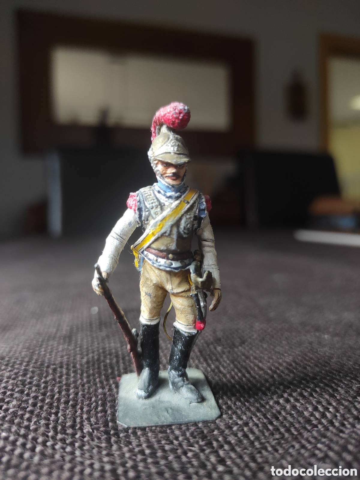 Juguetes Antiguos: Carabinero Francia 1812 &ndash; Figura militar de plomo pintada a mano &ndash; Escala 62 mm &ndash; Napole&oacute;nico