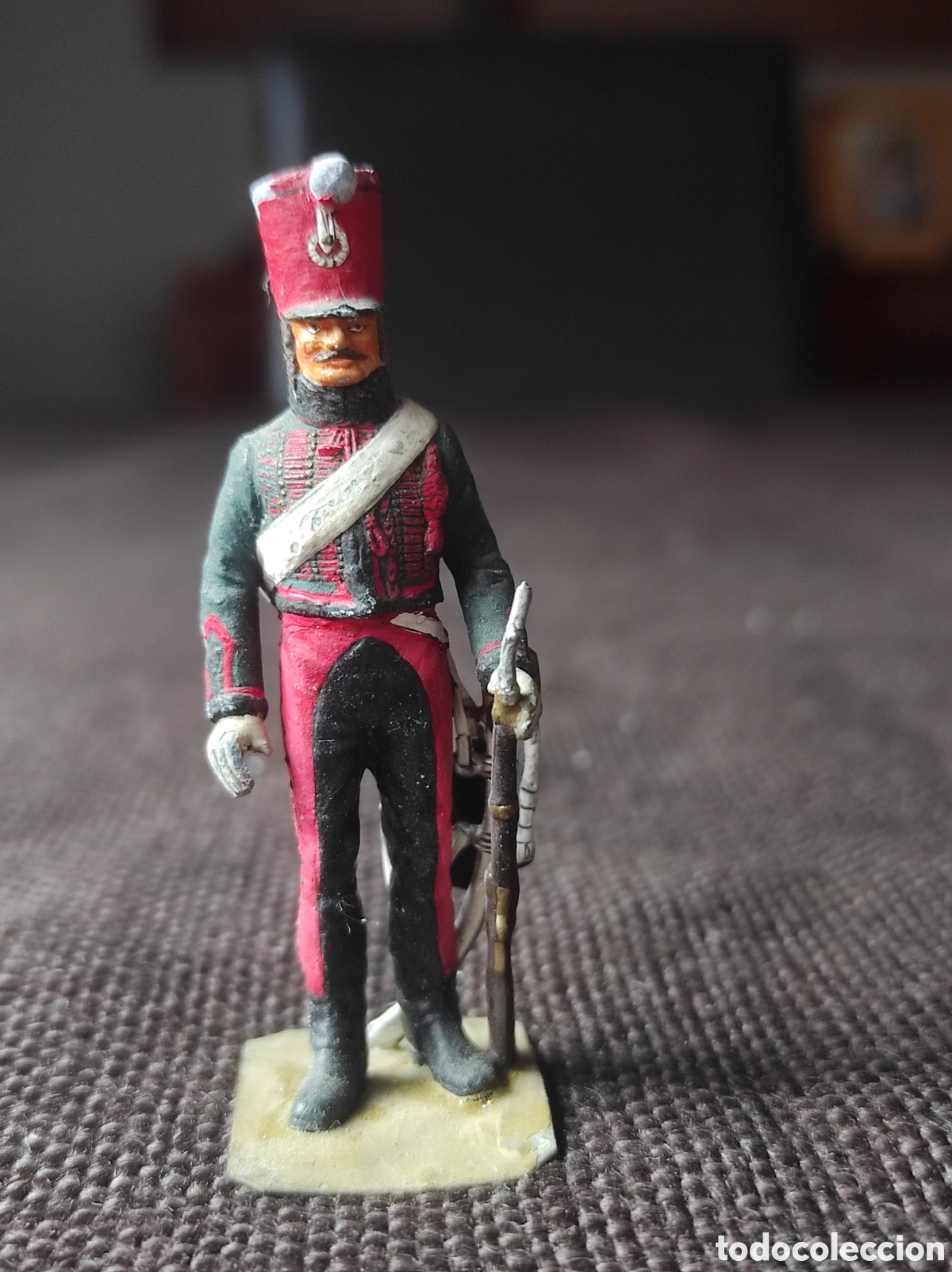 Juguetes Antiguos: H&uacute;sar N&ordm; 4 &ndash; 1814 &ndash; Figura militar de plomo pintada a mano &ndash; Escala 62 mm &ndash; Napole&oacute;nico