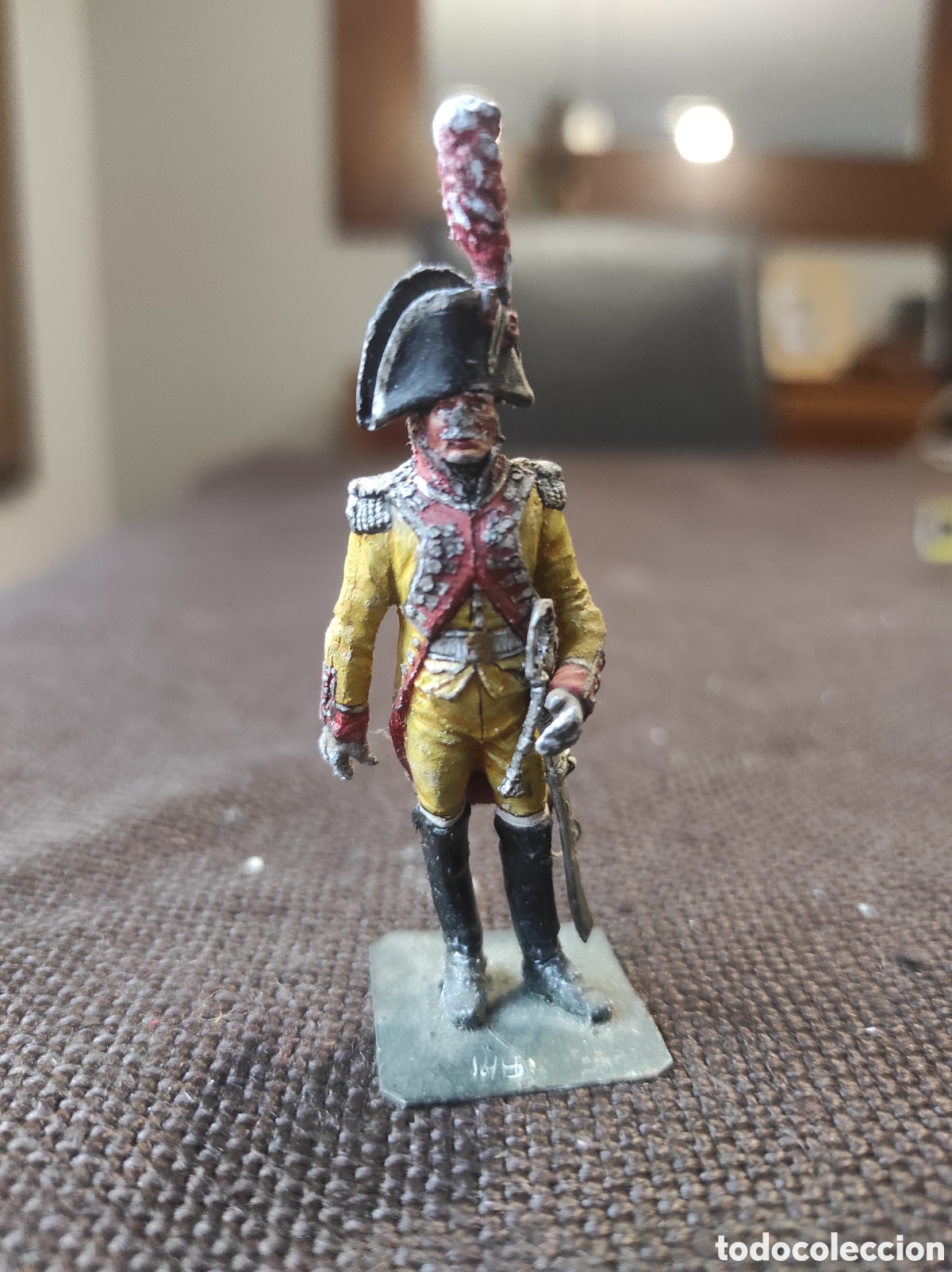 Juguetes Antiguos: Oficial de Dragones Espa&ntilde;a 1808 &ndash; Soldado de plomo 72 mm pintado a mano