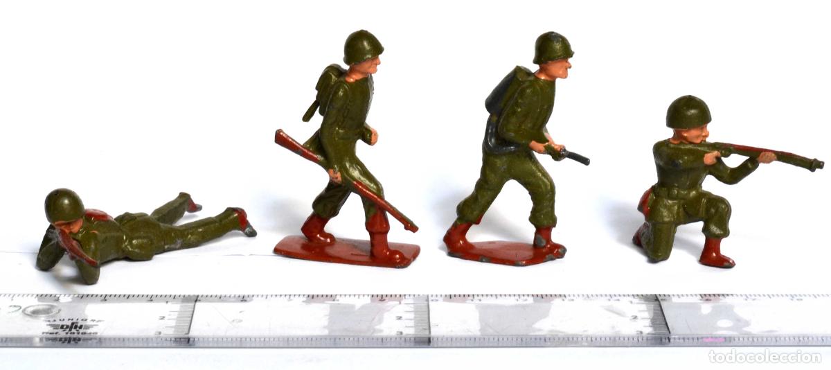 Juguetes Antiguos: LOTE DE 4 SOLDADOS AMERICANOS WWII - CRESCENT - 1950,S - HOLLOWCAST - MADE IN ENGLAND - NO BRITAINS