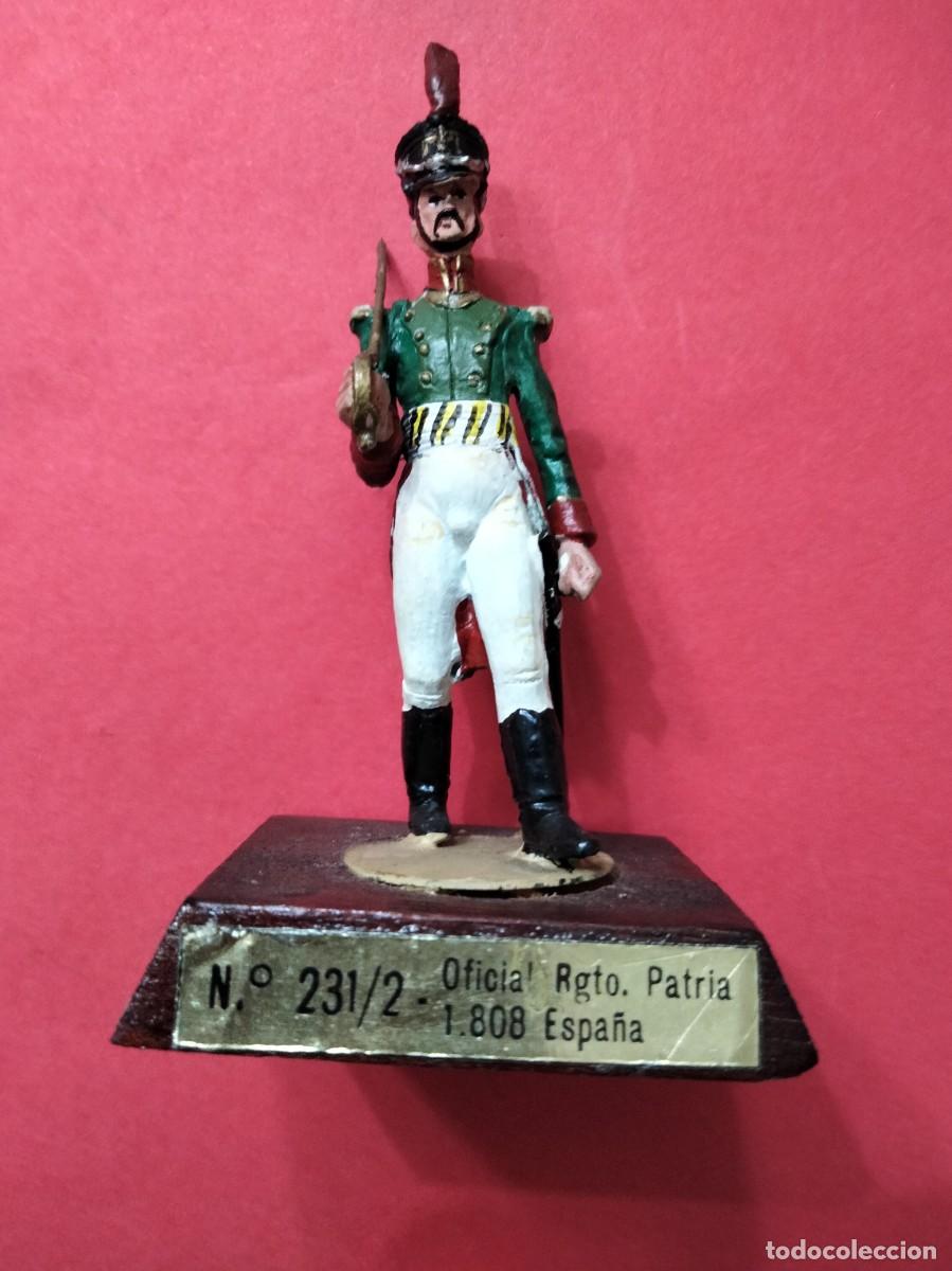 Juguetes Antiguos: Soldado de plomo Oficial Rgto. Patria 1808 Espa&ntilde;a.ALYMER