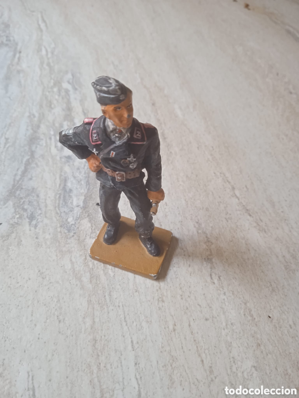 Juguetes antiguos: Soldado de plomo .Comandante de la divisi&oacute;n Panzer alemana de 1943.