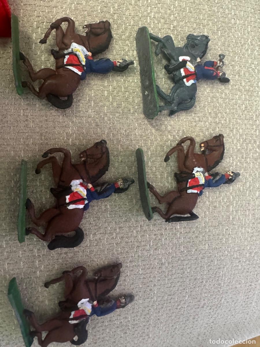 Juguetes antiguos: Lote 5 soldados de plomo a caballo