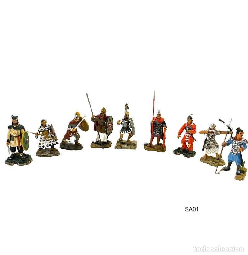Juguetes antiguos: LOT 9 FIGURAS GUERREROS ANTIG&Uuml;EDAD 1:32 ALTAYA: GUERRERO ALAM&Aacute;N, AQUEM&Eacute;NIDO, ROMANO, MARCOMANO (SA01