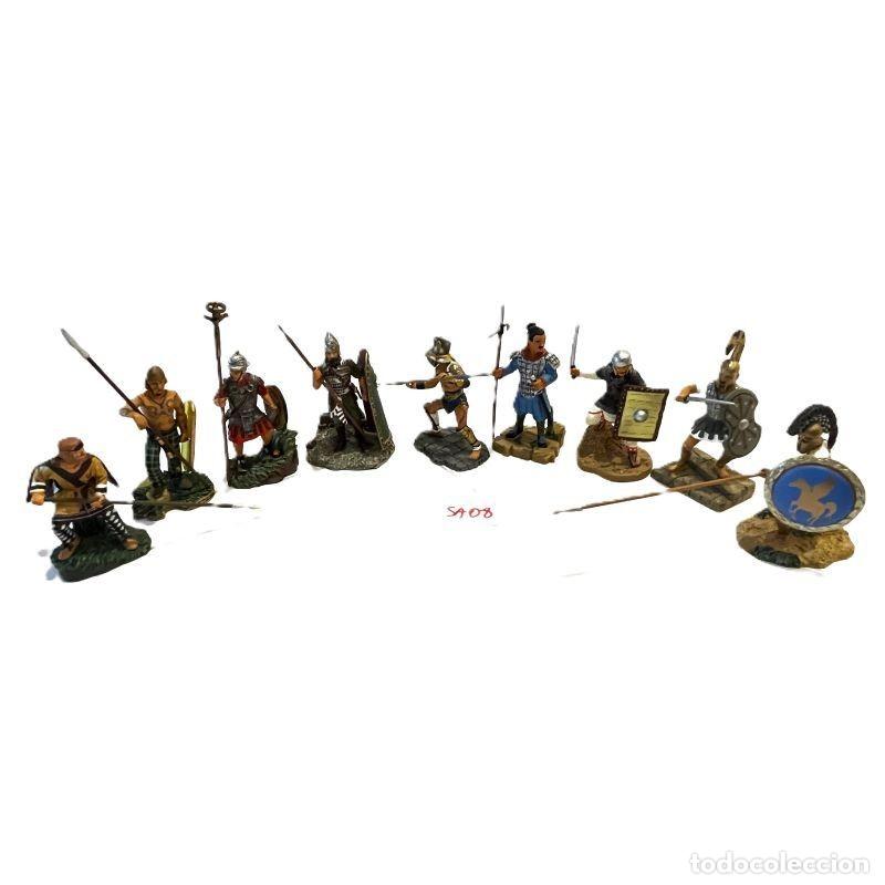 Juguetes antiguos: LOTE 9 FIGURAS GUERREROS ANTIG&Uuml;EDAD 1:32 ALTAYA. PERSA, BRITANO, AQUILIFERO ROMANO, GLADIADOR (SA08)