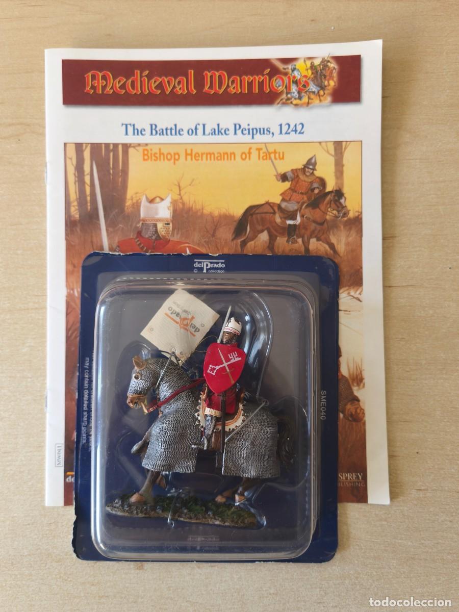 Juguetes antiguos: Caballero Medieval de plomo Bishop Hermann of Tartu, Battle of Lake Peipus 1242. Colecci&oacute;n Medieval