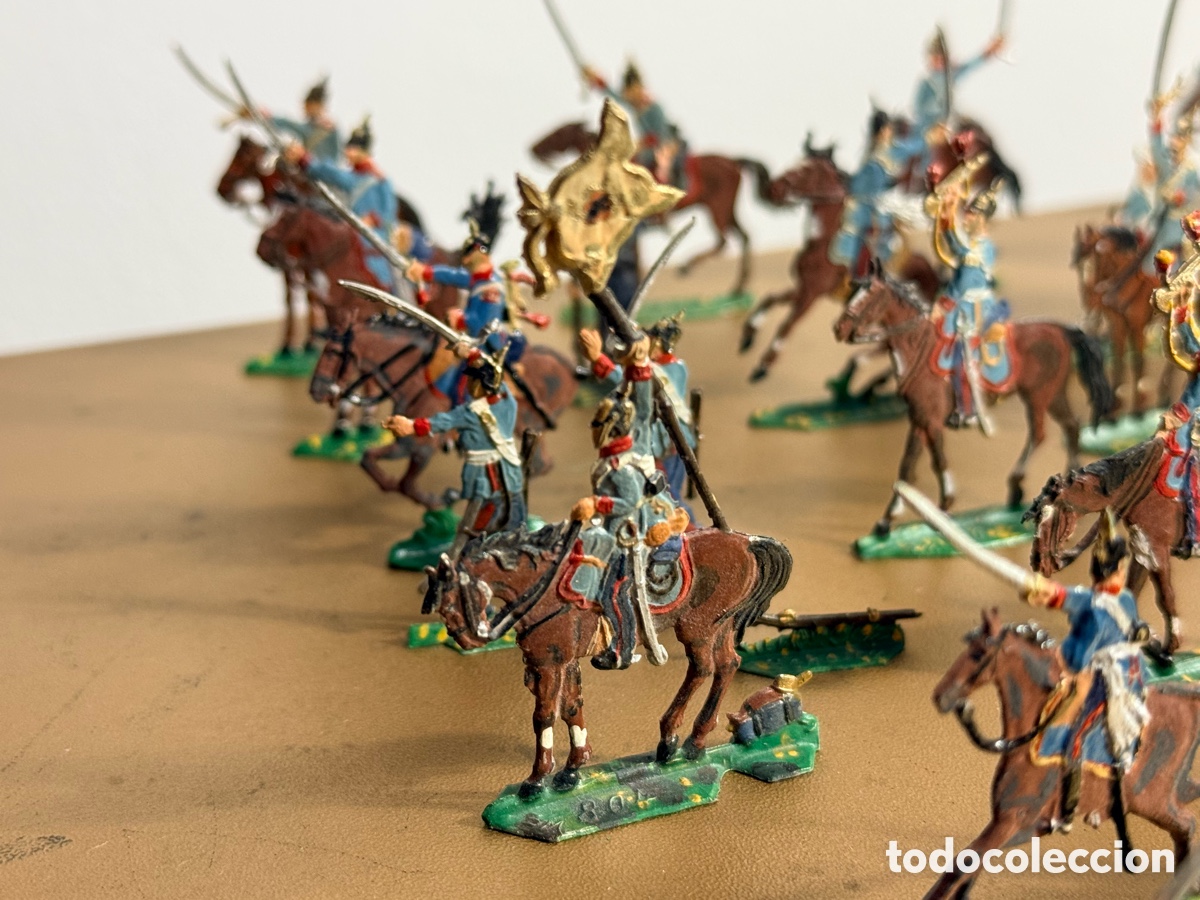 Juguetes antiguos: Alemania. 1929/1945. Soldaditos de plomo planos. Berliner Zinnfiguren. Caballer&iacute;a prusiana.