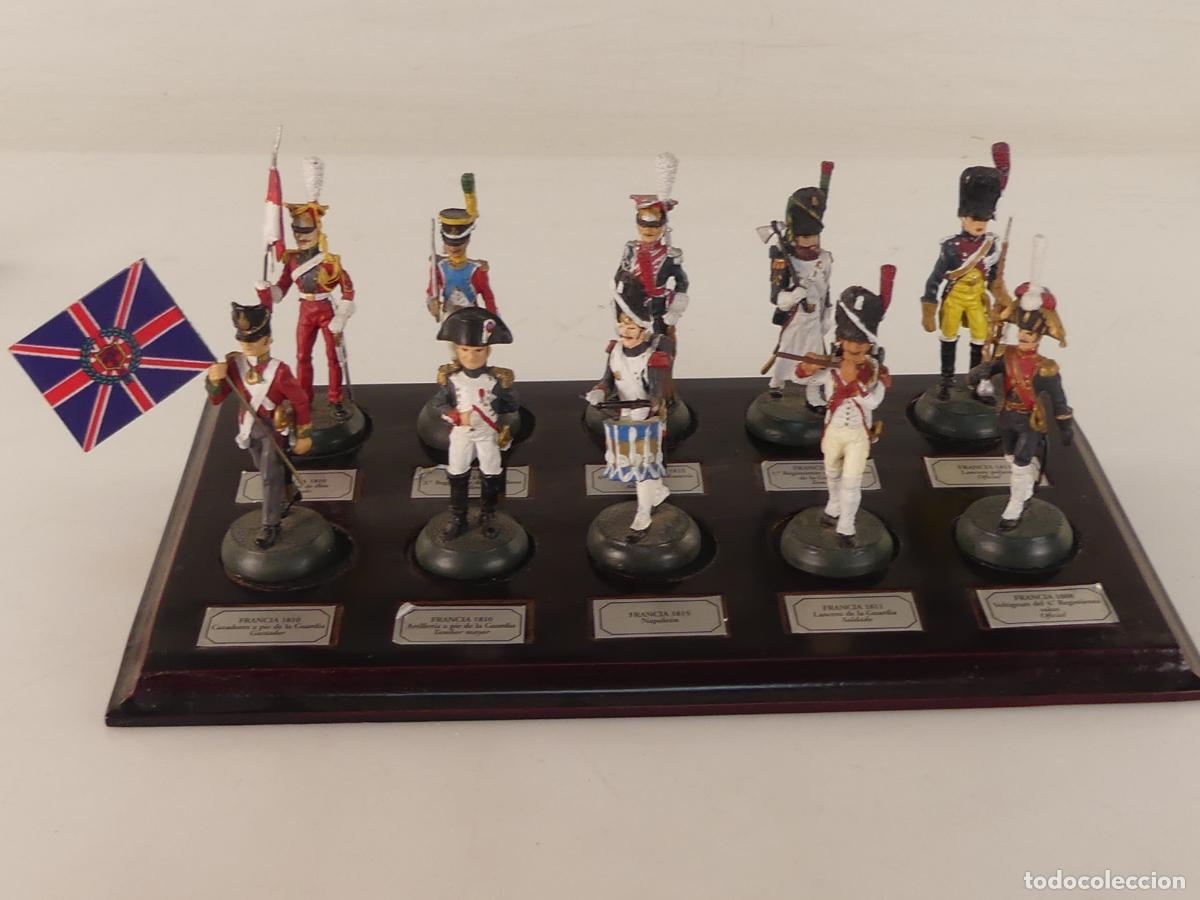 Juguetes antiguos: COLECCION LOTE DE 10 SOLDADITOS DE PLOMO CON SOPORTE -- REF:2