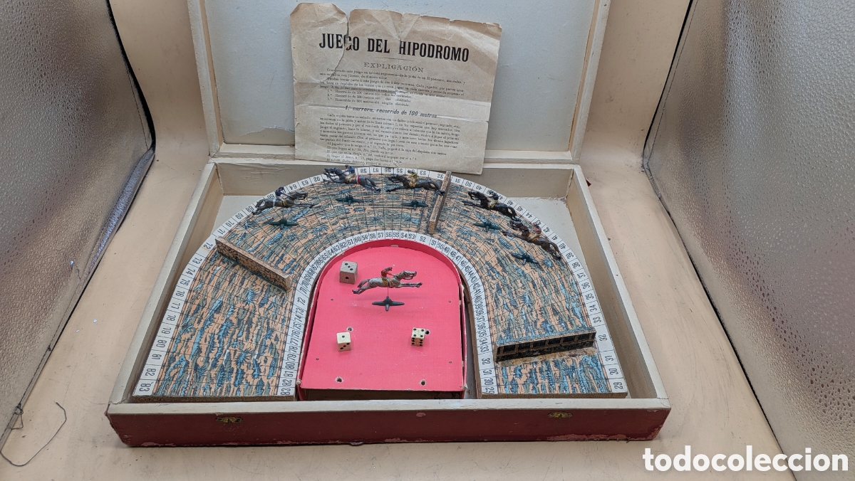 Jogos Antigos: CURIOSO JUEGO DEL HIP&Oacute;DROMO CABALLOS DE PLOMO ANTIGUO