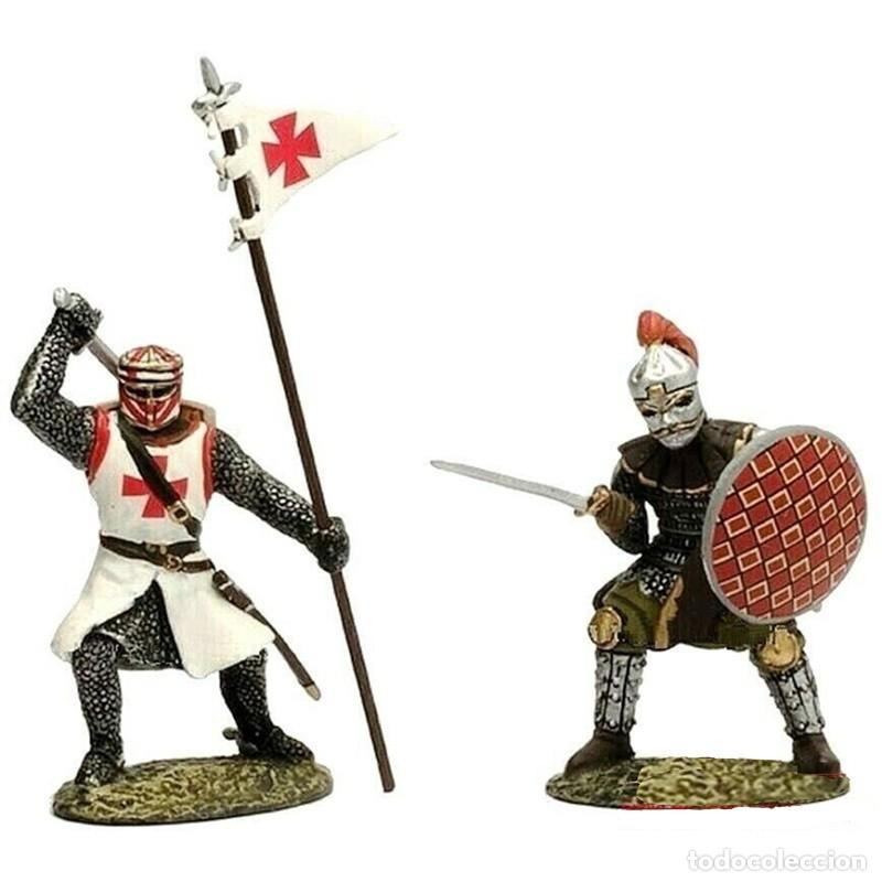 Juguetes antiguos: CABALLERO TEMPLARIO Y GUERRERO SARRACENO s.XII SET 2 PIEZAS Escala 1:32. Altaya Guerreros Edad Media