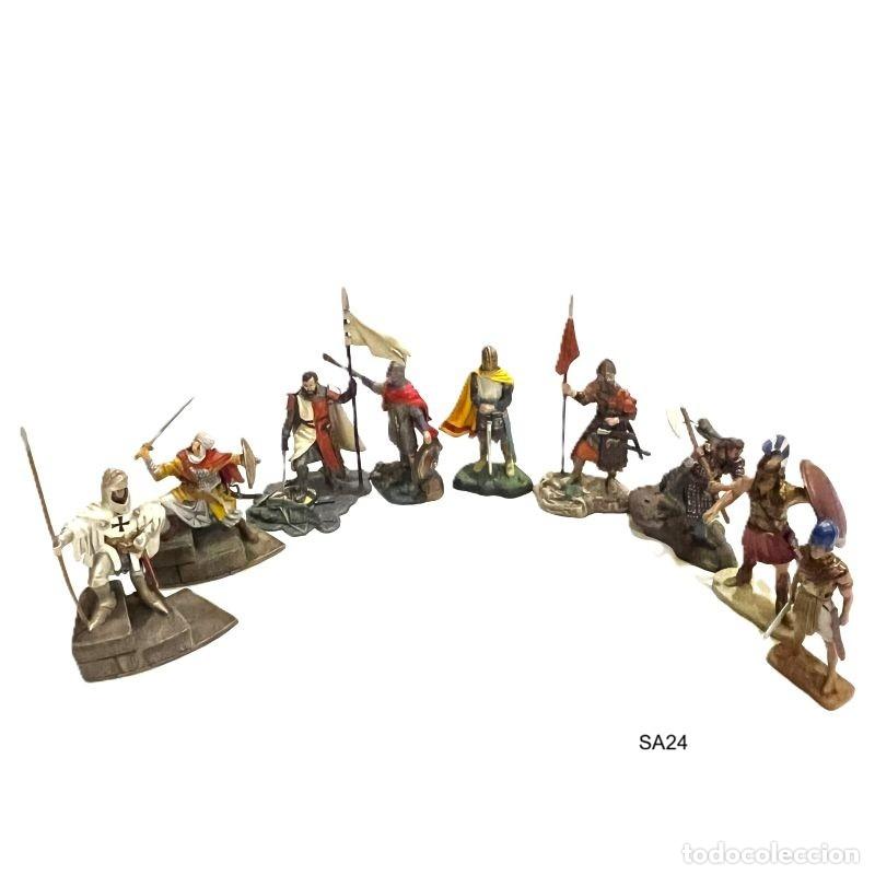 Juguetes antiguos: Set 9 soldados Guerreros M&iacute;ticos Planeta DeAgostini. Escoc&eacute;s, Egipcio, Franco, Espartano 1:32 (SA24)