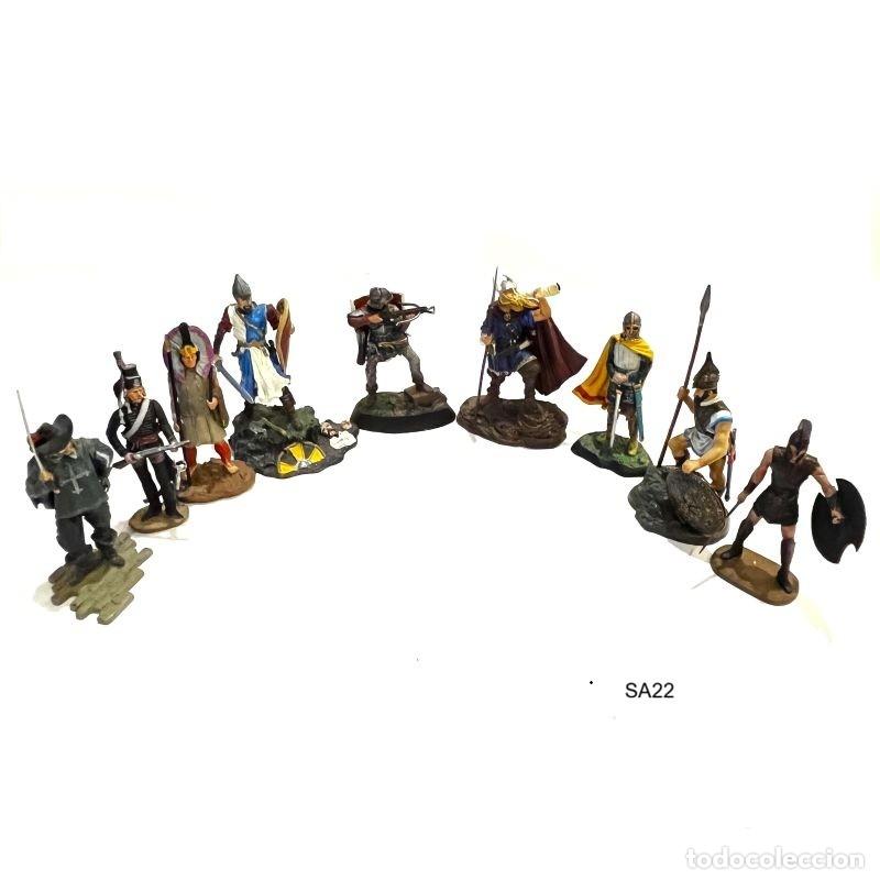Juguetes antiguos: Set de 9 soldados Guerreros M&iacute;ticos Planeta DeAgostini. Guerrero Mic&eacute;nico, Ballestero 1:32 (SA22)
