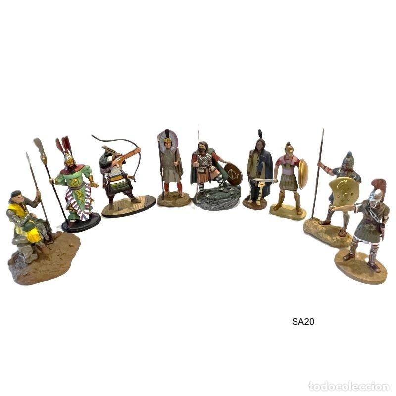 Juguetes antiguos: Set de 9 soldados Guerreros M&iacute;ticos Planeta DeAgostini. Guerrero Chino, Sioux, Samurai 1:32 (SA20)