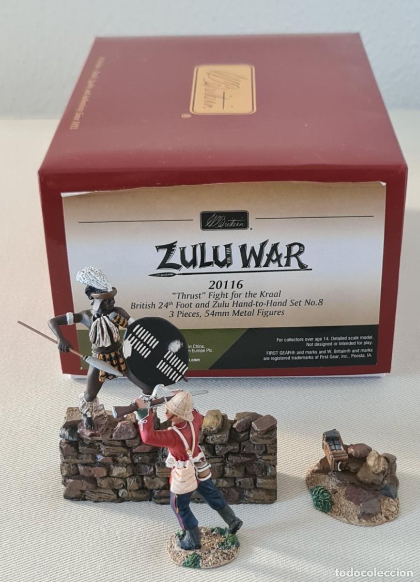 Juguetes antiguos: W. BRITAIN ZULU WAR REF. 20116 &rdquo; THRUST &rdquo; FIGHT FOR THE KRAAL HAND TO HAND SET N&ordm; 8 (RETIRED)