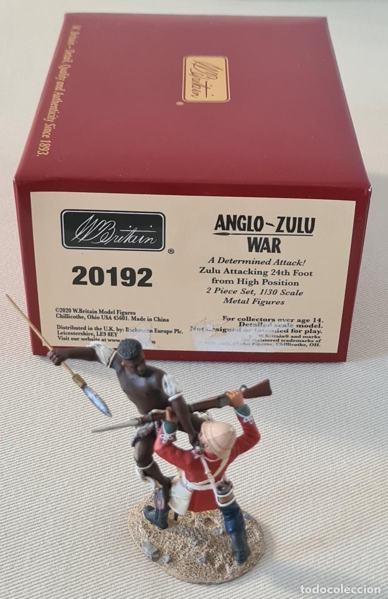 Juguetes antiguos: W. BRITAIN ZULU WAR REF. 20192 ZULU ATTACKING 24th FOOT FROM HIGH POSITION (RETIRED)