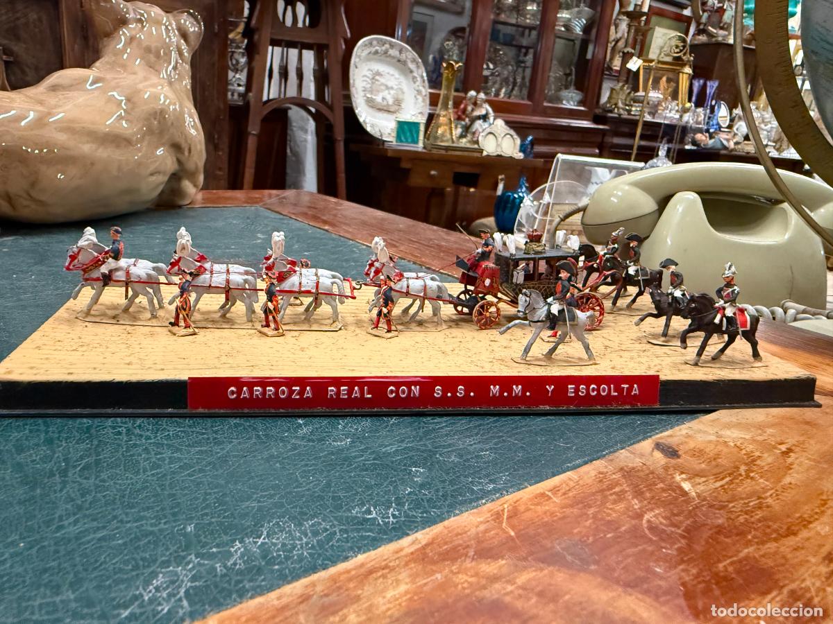 Juguetes antiguos: CARROZA REAL CON S.S. M.M. Y ESCOLTA DE PLOMO - MEDIDA MAQUETA 25X11X3 CM