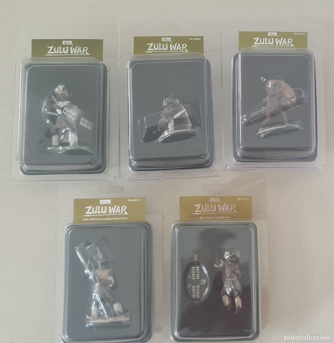Juguetes antiguos: W. BRITAIN ZULU WAR LOT 4 ZULU WARRIOR (REF. 20033, 20066, 20097, 20111, 20153 )