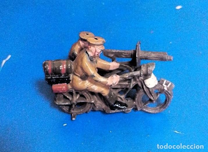 Juguetes antiguos: soldados de plomo britains moto con sidecar ejercito britanico a&ntilde;os 40