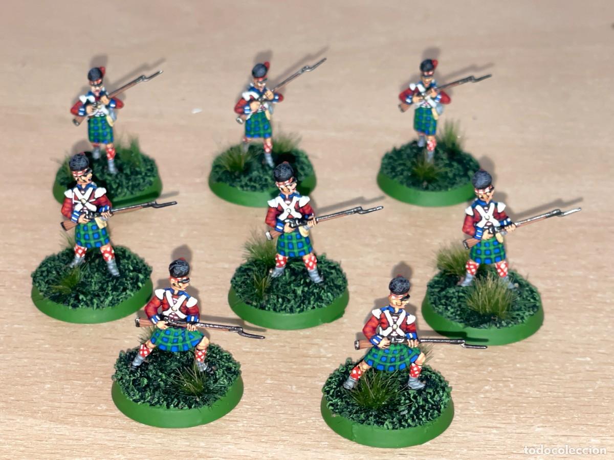 Juguetes Antiguos: Lote 8 Soldados en Guardia Infanter&iacute;a Escocesa Highlander Infantry Pintados a Mano 1:72 Napole&oacute;nicos