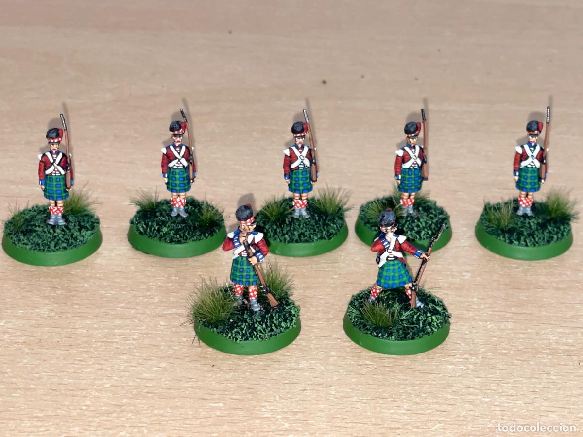 Juguetes Antiguos: Lote 7 Soldados Firmes Infanter&iacute;a Escocesa Highlander Infantry Pintados a Mano 1:72 Napole&oacute;nicos