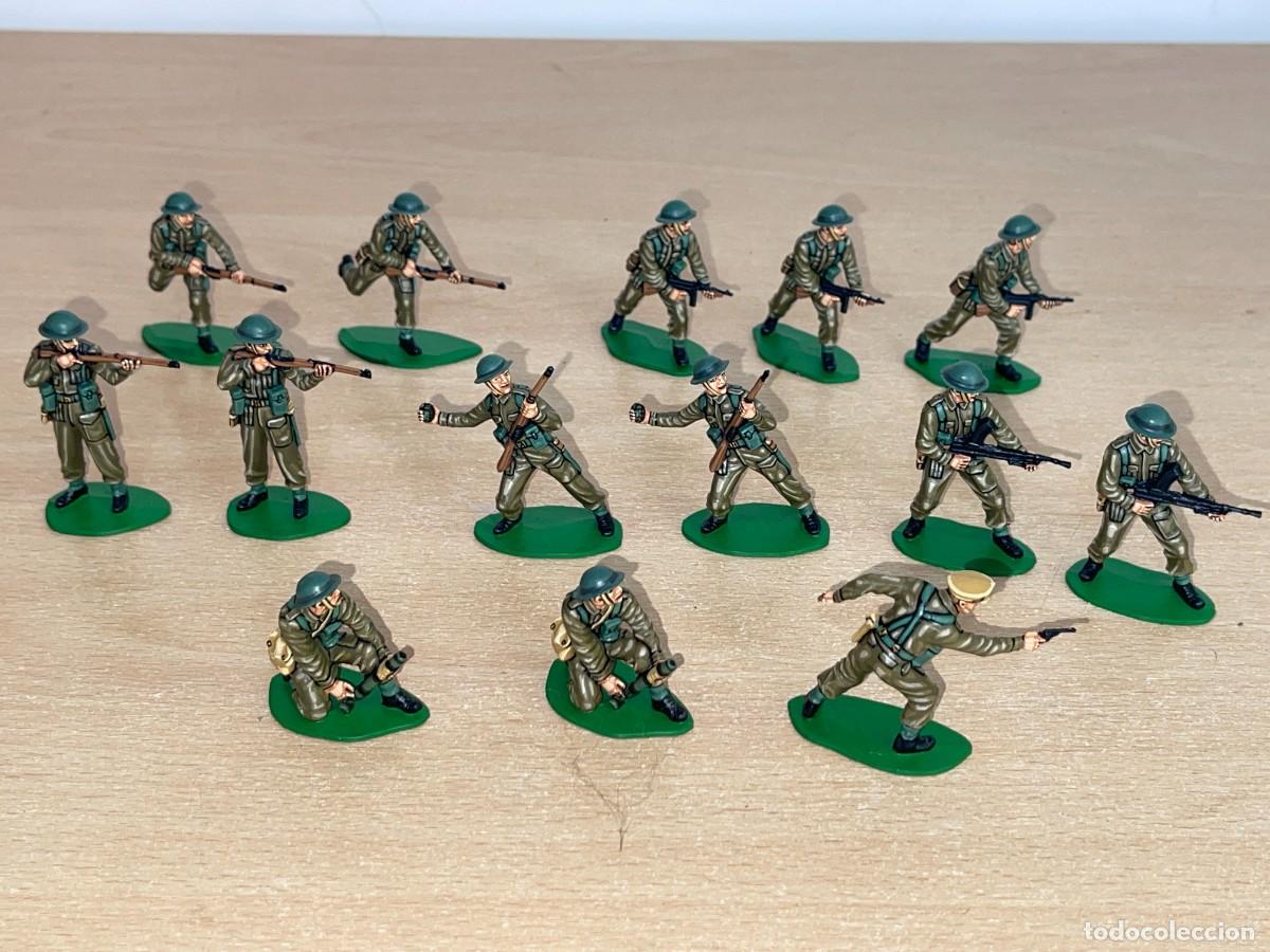 Juguetes Antiguos: Lote 14 Soldados Infanter&iacute;a Inglesa 2&ordf; GM Pintados a Mano Ej&eacute;rcito Ingl&eacute;s WWII British Army 1:32