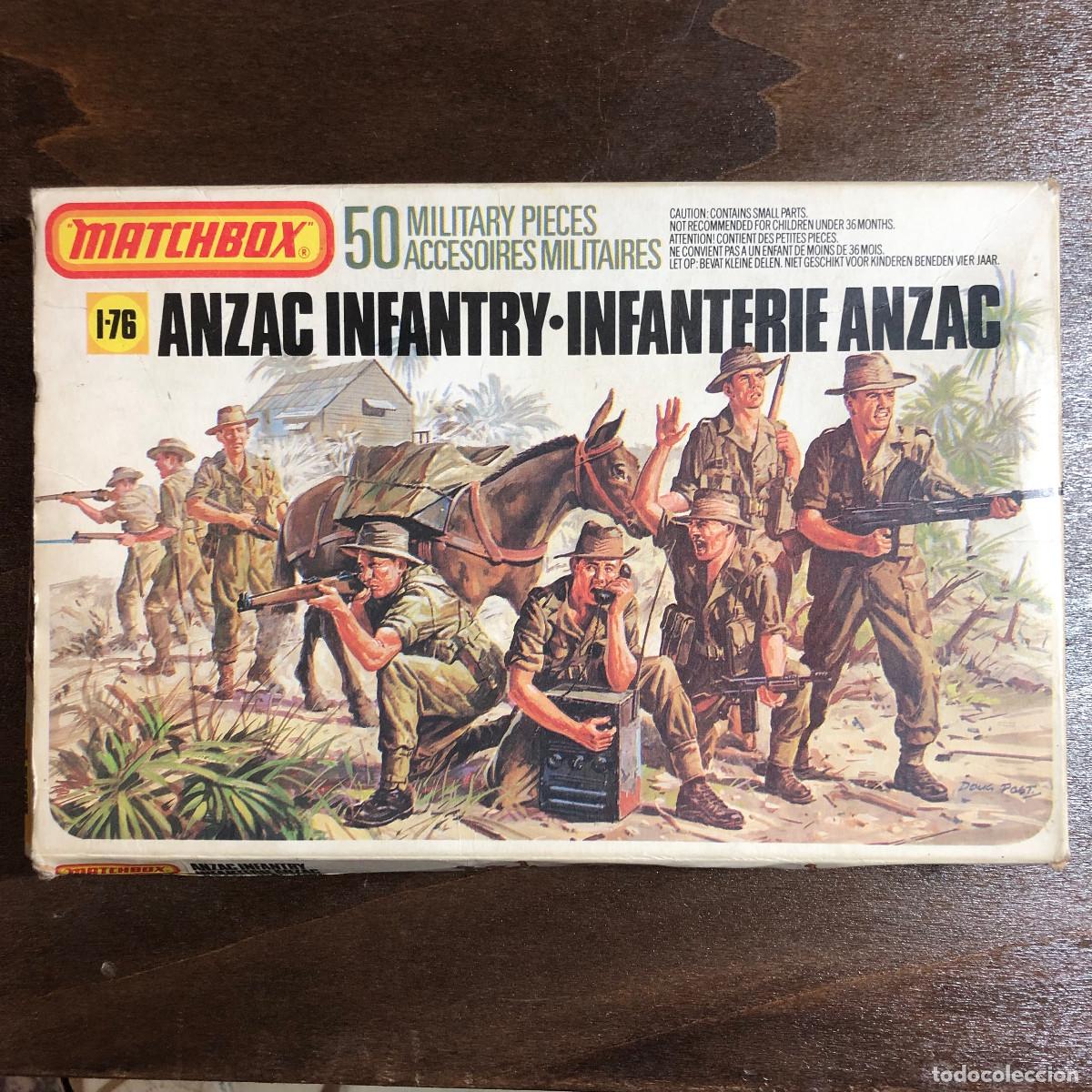 Juguetes Antiguos: MATCHBOX caja soldados Anzac WWII Escala 1/76 Ref. P5008, a&ntilde;os 80
