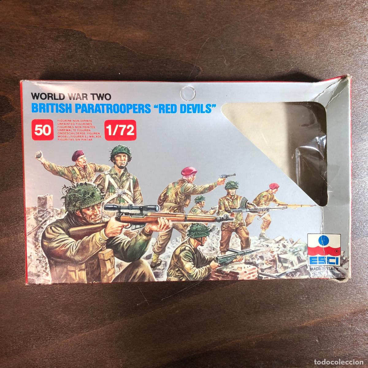 Juguetes Antiguos: ESCI caja soldados 'Red Devils' British Paratroopers WWII Escala 1/72 Ref. 208, a&ntilde;o 1983