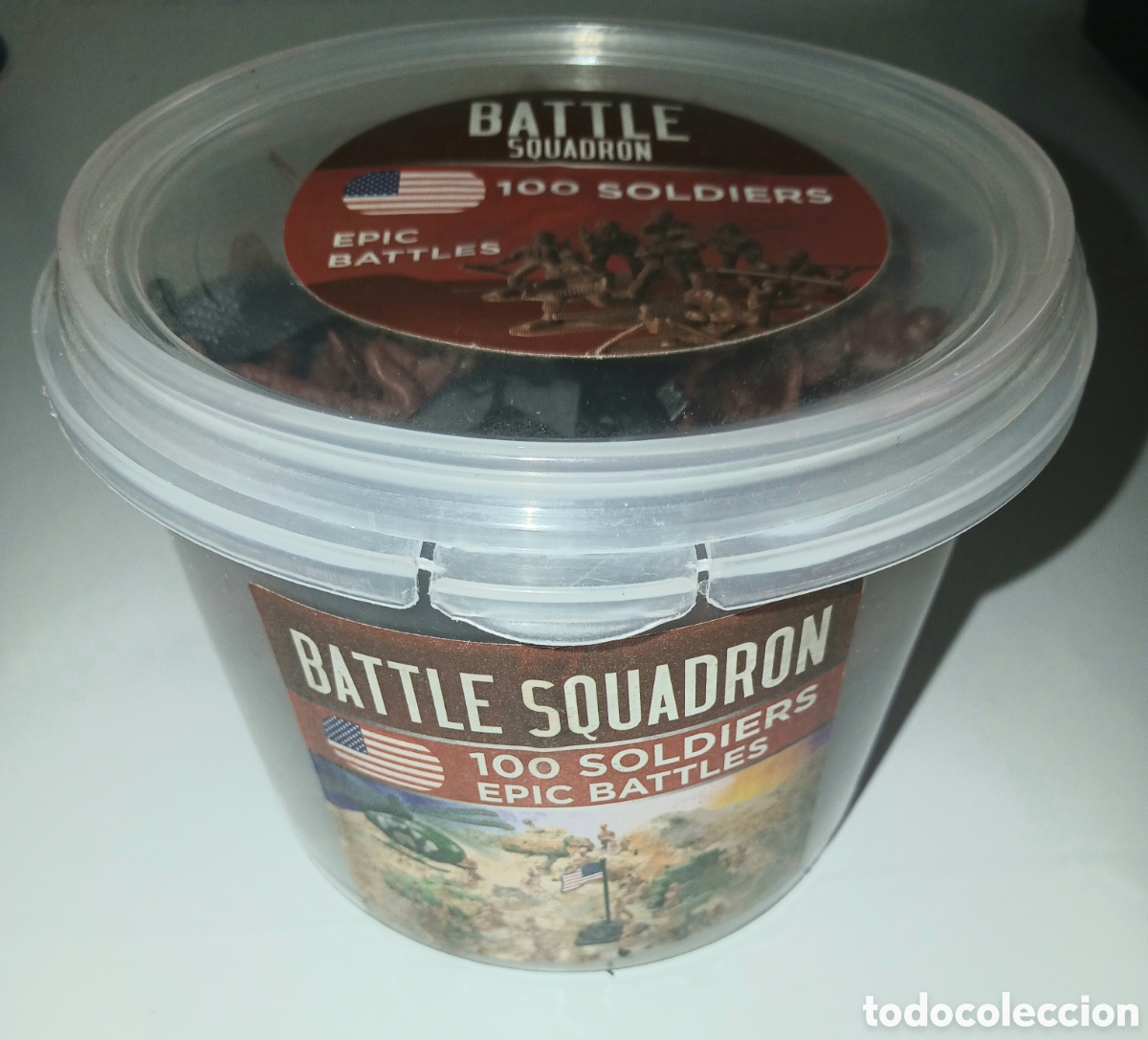 Juguetes Antiguos: Bote de 100 Soldaditos de Pl&aacute;stico Battle Squadron - Epic Battles - Figuras Militares PVC