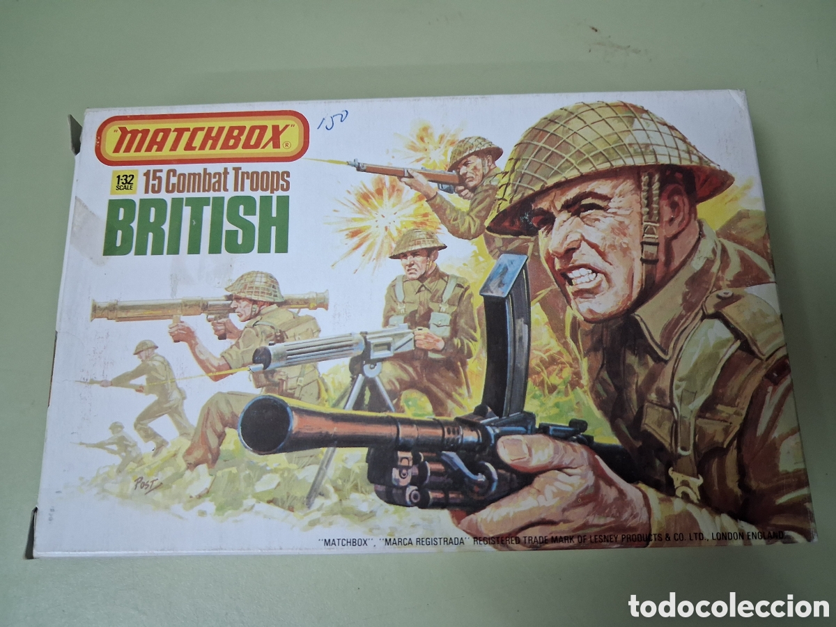 Juguetes Antiguos: ANTIGUA CAJA COMPLETA SOLDADITOS PLASTICO MATCHBOX 1:32 BRITISH