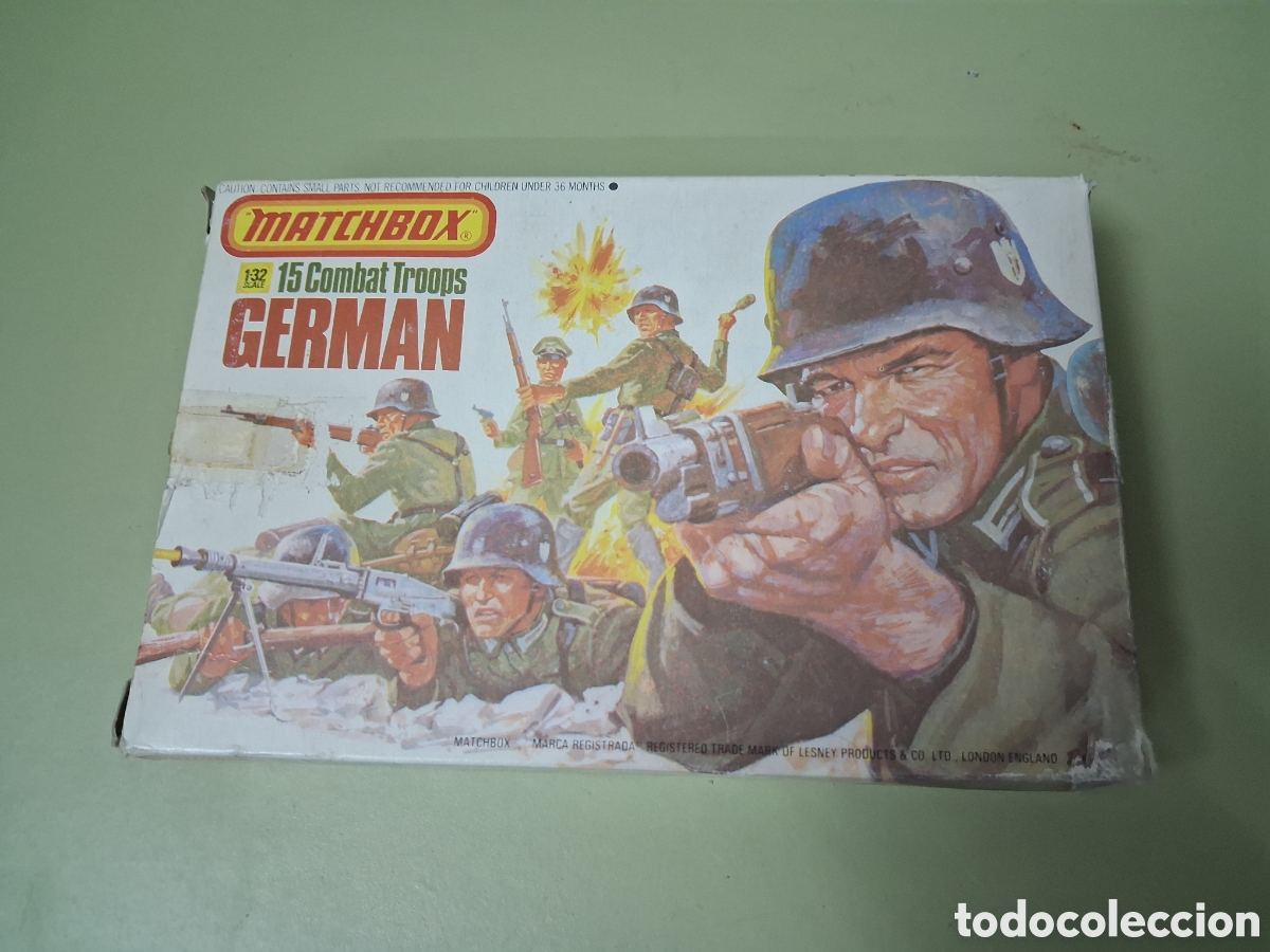 Juguetes Antiguos: ANTIGUA CAJA COMPLETA SOLDADITOS PLASTICO MATCHBOX 1:32 GERMAN