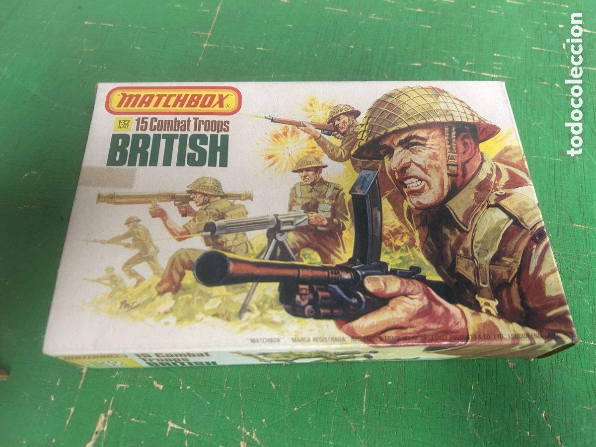 Juguetes Antiguos: ANTIGUA CAJA COMPLETA SOLDADOS,PLASTICO MATCHBOX 1,32 BRITISH