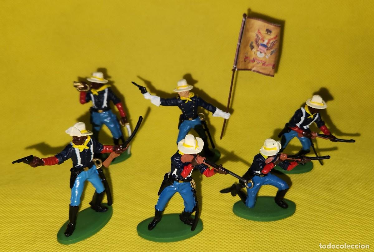 Juguetes Antiguos: z BUFALO SOLDIERS NORDISTAS set 6 soldaditos pl&aacute;stico DSG variante Argentina Britains