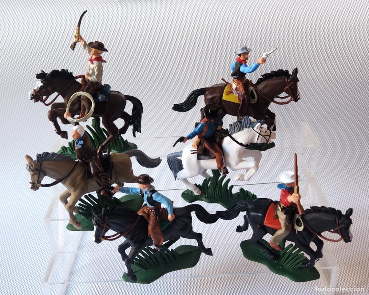 Juguetes Antiguos: z VAQUEROS bandidos COWBOYS A CABALLO set de soldaditos pl&aacute;stico DSG VARIANTE Argentina Britains