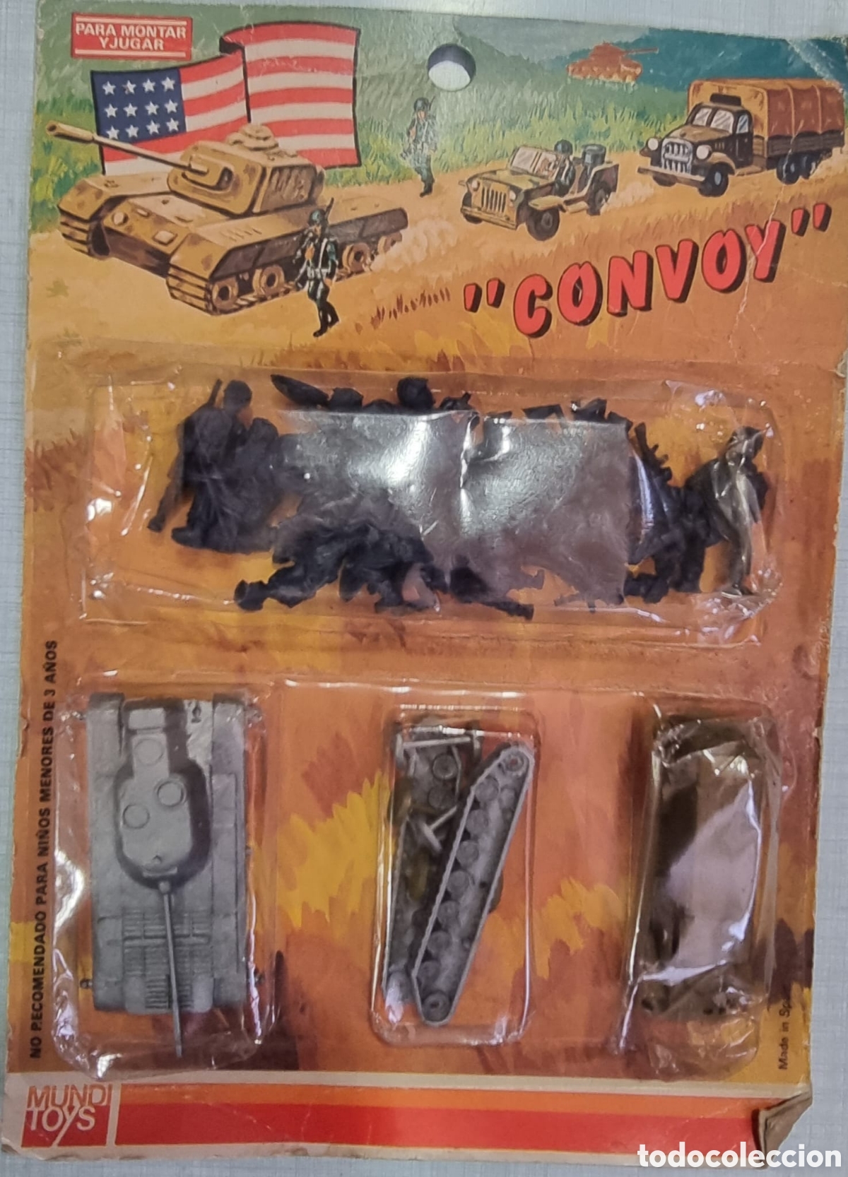 Juguetes antiguos: Soldaditos tipo Montaplex bl&iacute;ster original ved foto convoy Estados Unidos