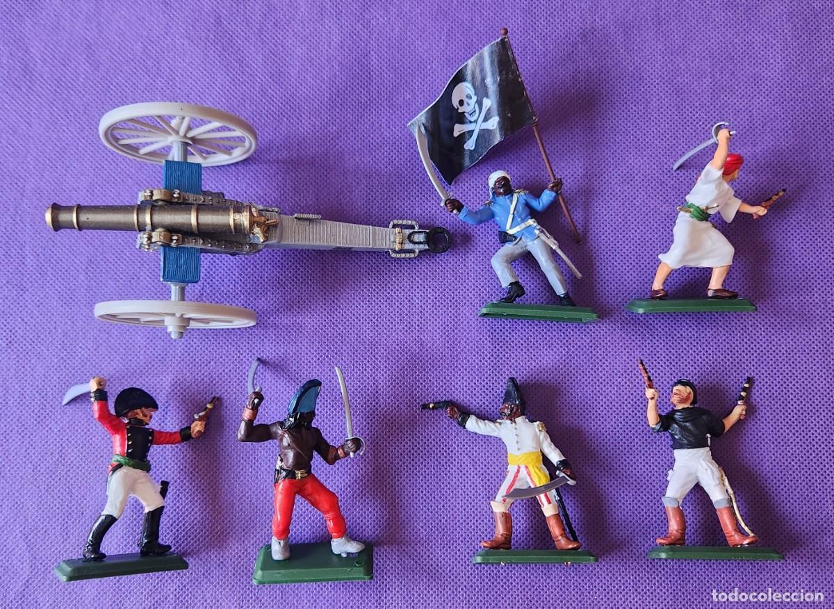 Juguetes antiguos: PIRATAS + Ca&ntilde;on de Artiller&iacute;a set de soldaditos pl&aacute;stico DSG variante Argentina de Britains
