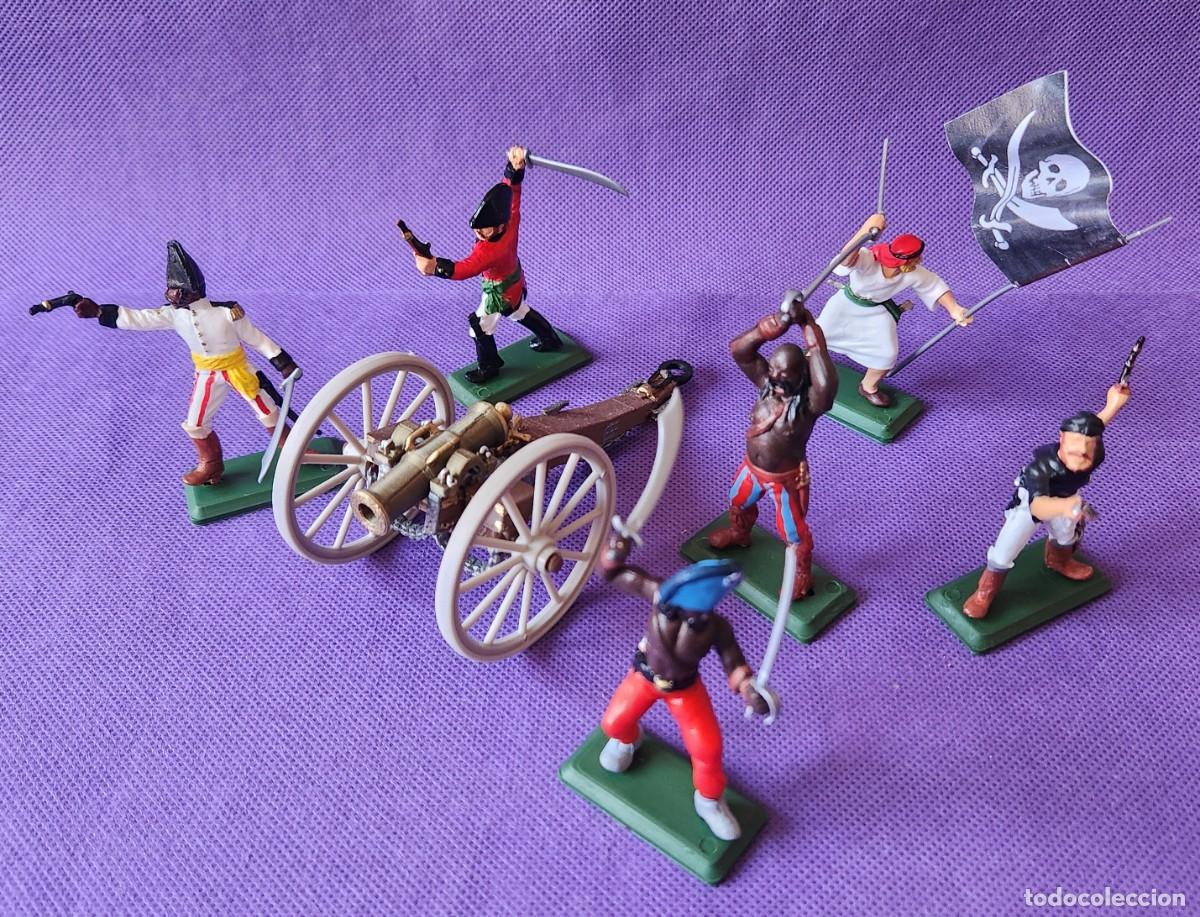 Juguetes antiguos: PIRATAS + Ca&ntilde;on de Artiller&iacute;a set de soldaditos pl&aacute;stico DSG variante Argentina de Britains
