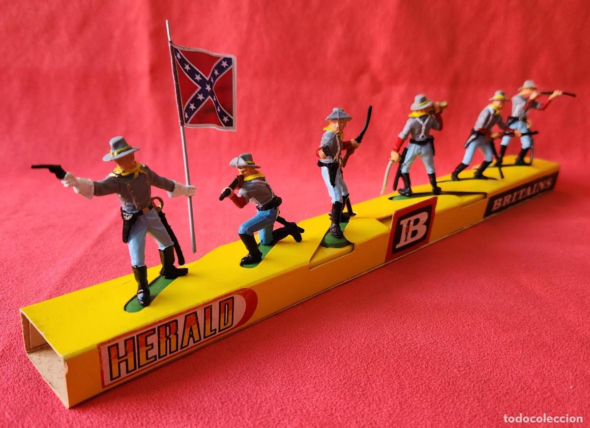 Juguetes antiguos: infanter&iacute;a SUDISTAS CONFEDERADOS en DISPLAY 6 soldaditos DSG variante Argentina Britains