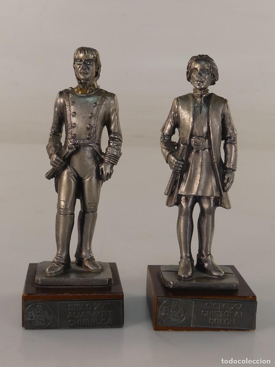 Juguetes antiguos: FIGURAS METALICAS - ALMIRANTE CHURRUCA Y CRISTOBAL COLON