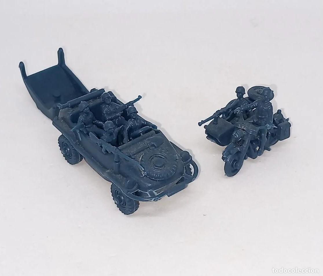 Juguetes antiguos: ATLANTIC H0 HO 1/72 2&ordf; GUERRA MUNDIAL BMW R75 SIDECAR SCHWIMMWAGEN 610 SOLDADO ALEM&Aacute;N 70'S RTOY