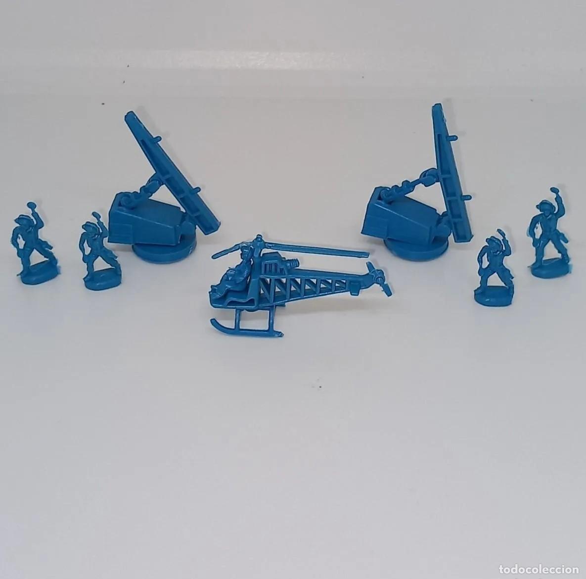 Juguetes antiguos: ATLANTIC H0 HO 1/72 5 SOLDADOS FUERZA AEREA HELIC&Oacute;PTERO MISIL TIERRA-AIRE REF 102 AIR FORCE 70' RTOY